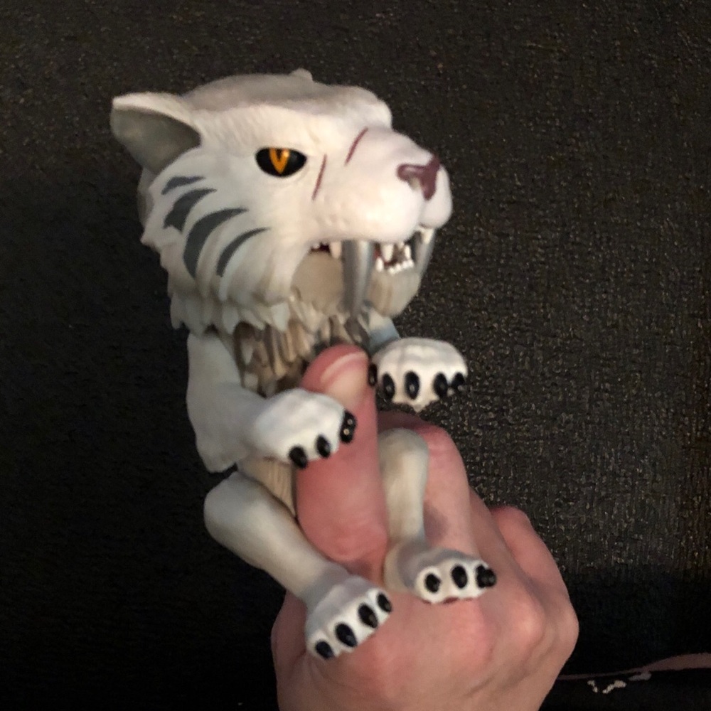 White Saber Tooth Tiger Fingerling Figurine